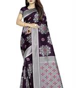 wine woven art silk saree with blouse