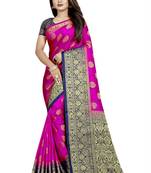 pink woven art silk saree with blouse