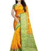 yellow woven art silk saree with blouse