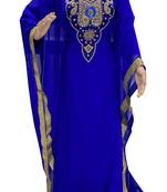 royal blue georgette moroccan islamic dubai kaftan farasha zari and stone work dress