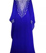 royal blue georgette moroccan islamic dubai kaftan farasha zari and stone work dress