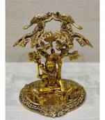 Golden Oxidized Lord Shiva Idol Sanyaas Under Tree - Golden Antique Look