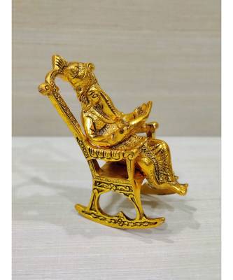 Golden Oxidized Antique Look Lord Ganesha On Swinging Chair 3
