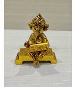 Golden Oxidized Lord Ganesha with Laptop