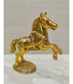 Golden Oxidized Jumping Horse Statue