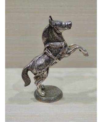 Silver Oxidized Jumping Horse Statue 1