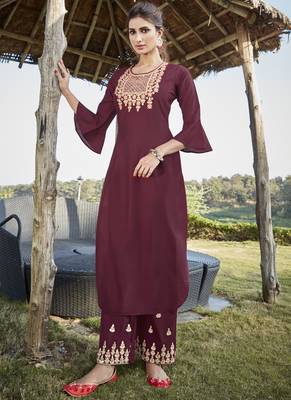 Maroon Embroidered Stitched Salwar 1