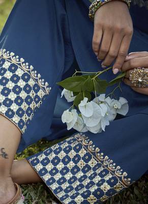 Blue Embroidered Stitched Salwar 3