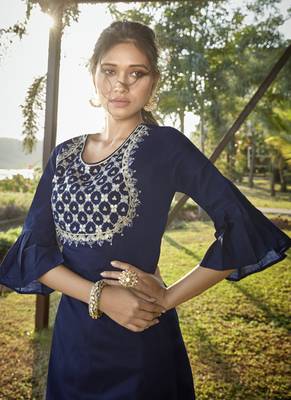 Blue Embroidered Stitched Salwar 2