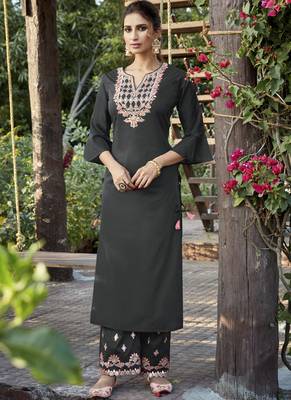 Black Embroidered Stitched Salwar 1