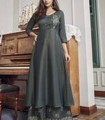 Grey Embroidered Stitched Salwar