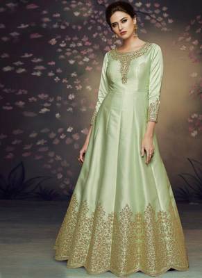 Yellow Embroidered Semi Stitched Salwar With Dupatta 1