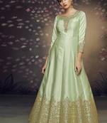 Yellow Embroidered Semi Stitched Salwar With Dupatta