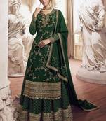 Green Embroidered Semi Stitched Salwar With Dupatta