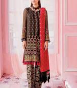 Black Embroidered Semi Stitched Salwar With Dupatta