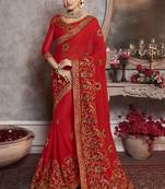 Red Embroidered Art Silk Saree With Blouse