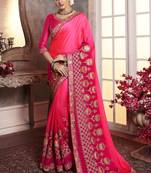 Magenta Embroidered Art Silk Saree With Blouse