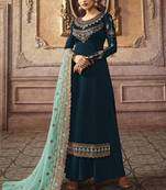 Green Embroidered Semi Stitched Salwar With Dupatta