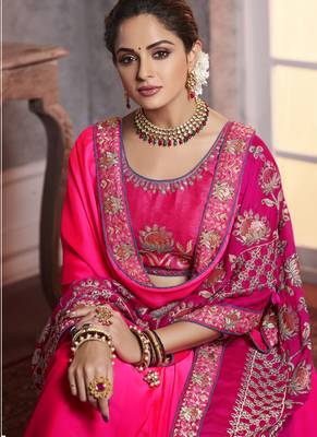 Magenta Embroidered Art Silk Saree With Blouse 3