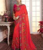 Red Embroidered Art Silk Saree With Blouse