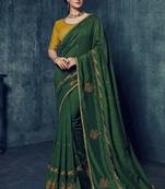 Green Embroidered Art Silk Saree With Blouse