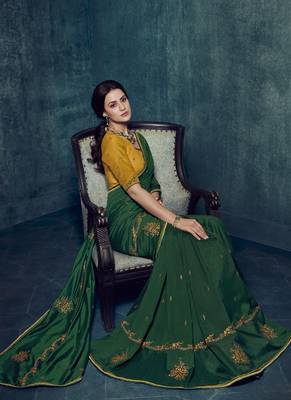 Green Embroidered Art Silk Saree With Blouse 2