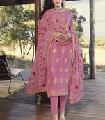 Pink Embroidered Semi Stitched Salwar With Dupatta