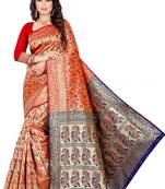 Red Woven Art Silk Saree With Blouse