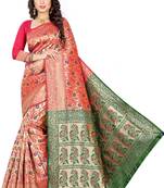 Red Woven Art Silk Saree With Blouse