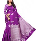 Purple Woven Art Silk Saree With Blouse
