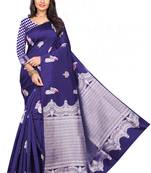 Blue Woven Art Silk Saree With Blouse