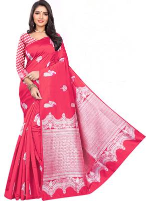 Pink Woven Art Silk Saree With Blouse 1