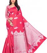 Pink Woven Art Silk Saree With Blouse