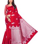 Red Woven Art Silk Saree With Blouse