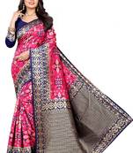 Magenta Woven Art Silk Saree With Blouse