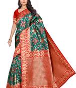 Green Woven Art Silk Saree With Blouse
