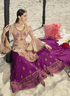 Beige Embroidered Semi Stitched Salwar With Dupatta 2