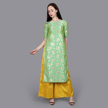 Green Brocade High Slit Kurta 1