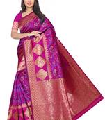 Magenta Woven Art Silk Saree With Blouse