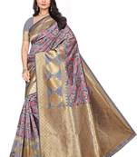 Grey Woven Art Silk Saree With Blouse