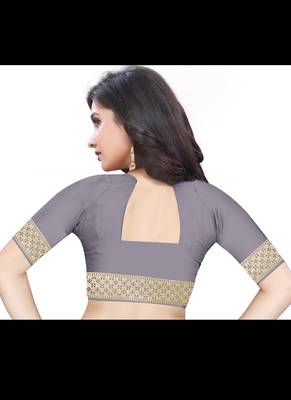 Grey Woven Art Silk Saree With Blouse 2