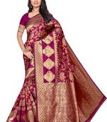 Magenta Woven Art Silk Saree With Blouse