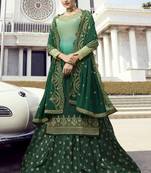 Green Embroidered Semi Stitched Salwar With Dupatta