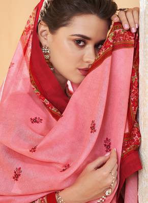Pink Embroidered Stitched Salwar With Dupatta 4