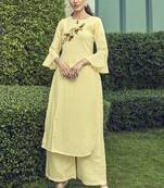 Yellow Embroidered Stitched Salwar