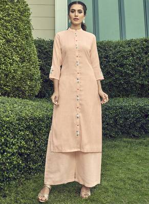 Peach Embroidered Stitched Salwar 1