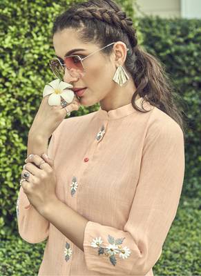 Peach Embroidered Stitched Salwar 2