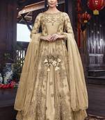 Cream Embroidered Semi Stitched Salwar With Dupatta