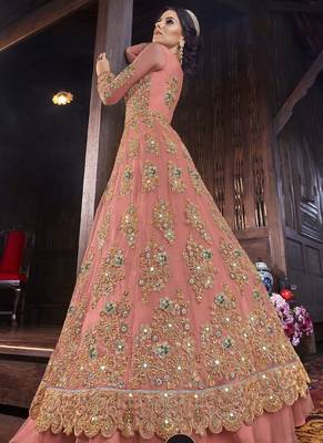 Pink Embroidered Semi Stitched Salwar With Dupatta 1