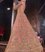 Pink Embroidered Semi Stitched Salwar With Dupatta